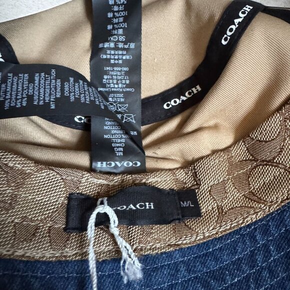 Coach Womens M/L 100% Cotton New York Denim Blue Bucket Hat NWT MSRP $128 - Picture 9 of 10